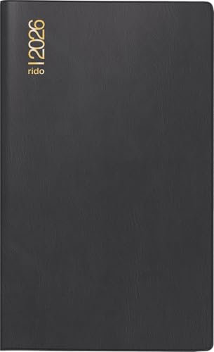 rido/idé 7046892906 | Taschenkalender Mod. M-Planer 2026 | A6, Kunststoff, schwarz