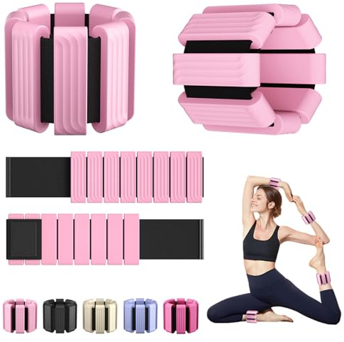 Adjustable Wrist & Ankle Weights for Men Women, Wearable Silicone Bracelet Arm & Leg Weights Set of 2(0.45kg Each), Workout Resistance Weights for Exercise,Jogging,Yoga,Gym,Strength Training