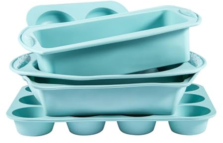 7in1 Silicone Baking Set 5 Silicone Molds 2 Silicones Brush Nonstick Baking Cake Pan Tray Sheet Mould Set for Oven for Pancake Crepe Cupcake Bread Loaf Muffin Scones Utensil