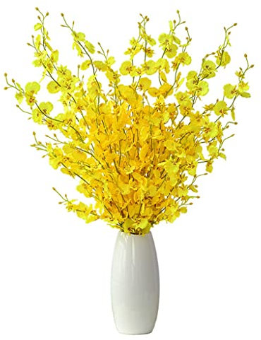 Konstgjorda orkidéblommor ， Konstgjord orkidé Falska blommor Konstgjorda blommor Konstgjorda blommor Falska blommor med vas, falsk silkesorkidé Faux långa stjälkblommor