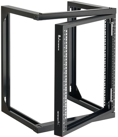 VEVOR Rack de Serveur Mural 12U, Support de Réseau à Cadre Ouvert, Profondeur 455 mm, Capacité de Charge 68 kg, avec Ouverture 180°, pour Serveur Standard 482 mm, Équipements Audiovisuels et Réseau