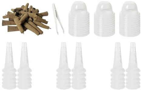 MonoSora Confezione da 30 cestini per piantare con coperture per germinazione e cotone per piantare, cestini riutilizzabili in plastica per l'inizio dei semi, design scanalato per la crescita delle