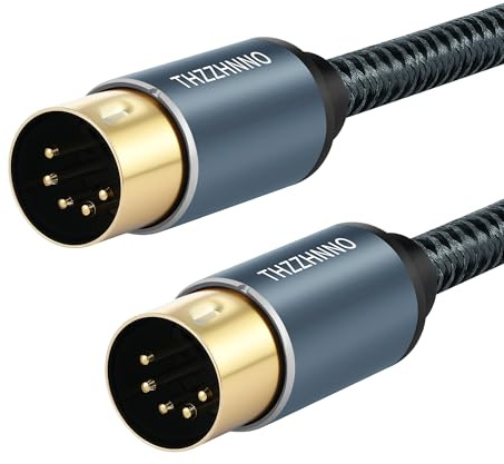Thzzhnno MIDI Cable Male to Male 5-Pin MIDI Cable 6.6Ft Compatible with Electronic Piano, Electronic Drum
