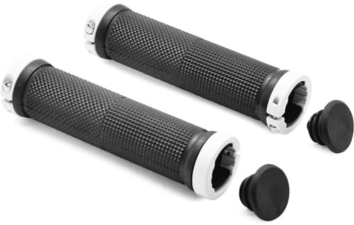 Grenhaven 1 Par Puños para Bicicleta para BMX, Bicicleta de Montaña y Bicicleta Urbana, Puños Antideslizantes con Sistema de Bloqueo, Empuñaduras para Scooter, Cruiser y MTB, Diámetro 22 mm, Blanco