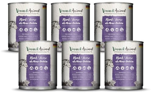 Venandi Animal - Premium Nassfutter für Katzen - Pferd als Monoprotein 6er Pack (6 x 800 g), getreidefrei, Monoprotein