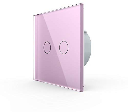 LIVOLO Serienschalter Touch VL-C702-17 Pink Bunt Rosa 2 Weg Lichtschalter Licht Schalter Wandschalter ein Fach an aus Glasrahmen Glas Blende