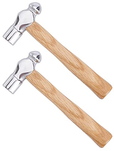 PandaHall Martillo de acero al carbono de 2 piezas, martillo de metal de doble cara, martillo de acero portátil, martillo de acero para talleres domésticos, talleres de metal, reparación de estampado