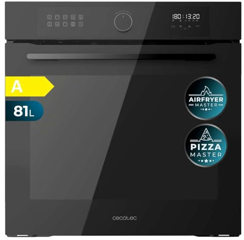 Cecotec Horno Integrable Multifunción 60cm Bolero Hexa AF316000 Glass Black A 3400W, 81L Capacidad, 11 Funciones con Airfryer Master, Pizza Master, Steam Asisst, Steam EasyClean, 3D Cooking, Defrost