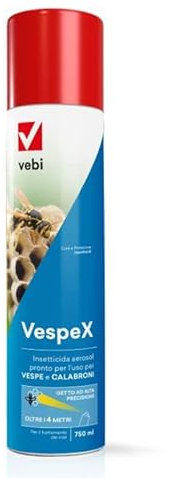 Vebi Vespex insetticida aerosol pronto per l'uso per Vespe e Calabroni spray da 750 ml getto ad alta pressione oltre i 4 metri