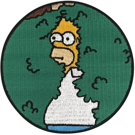 Urbanski Patch Homer Simpson verschwindet im Busch Meme zum Aufbügeln 8 x 8 cm | Aufnäher Applikation Bügelbild