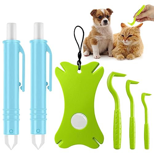 WELLXUNK Zeckenzange für Hunde, Katzen und Menschen, Enthält 2 Zeckenzangen, 3 Zeckenhaken und 1 Zeckenkarte, Zeckenentferner Set, Zeckenpinzette Set, Schmerzfrei Zecken entfernen in Sekunden