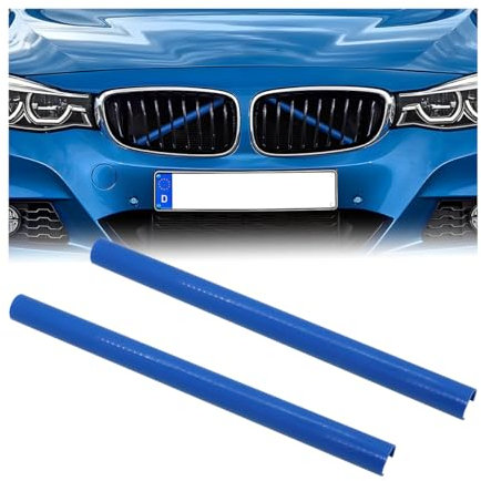 JNNJ 2 Stück Kühler Grill Zierleisten Streifen, Grill Streifen Einsatz Zierleiste, Frontgrill Einsatz V Streben, Auto Grilleinsatz Kühlergrill Trim Zubehör(Blau)