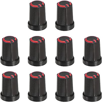 QUARKZMAN Knöpfe Potiknöpfe Potentiometer Drehknopf ABS Gitarre Knopf für 6mm D Typ Welle E-Gitarre Leistung Verstärker Stereoanlagen Bass Lautstärke Ton 270° Drehknopf Schwarz Rot 20Stk