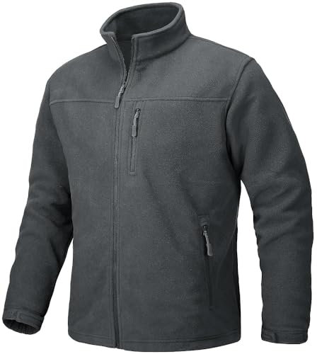 TACVASEN Herren Fürhlingsjacke Sport Fleecejacke Outdoor Warme Übergangsjacke (3XL, Dunkelgrau)