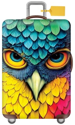 FANSU Luggage Covers for Suitcases Trolley Case Cover for Luggage, Animal Print Elastic Anti-Scratch - Travel Suitcase Cover Protector, 18-32in Small Medium Large Luggage (Owl,XL(29-32in))