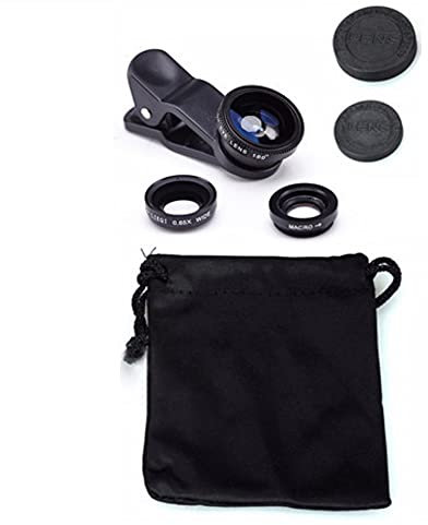 K-S-Trade 3in1 Compatibile con Tecno Spark 10 Lenti FishEye (180°) Grandangolo (0.67x) Macro Clip-On Lente Obiettivi Smartphone Telefono Telecamera Cellulare Obiettivi
