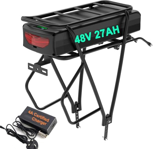 (UK Warehouse) Rack ebike battery 48V 27AH Waterproof lithium battery with Rack, charger, USB port for 48V 1500W 1000W 750W 500W Ba-fang,AW, Most Ebike conversion kit