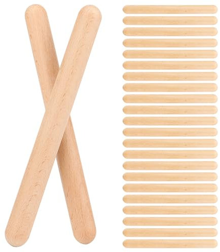 SEUICYNE 24 Stück 20cm Rhythmusstöcke Klangholz Instrument Klangstäbe aus Holz Klanghölzer für Musikunterricht, Bands, Musikergeschenke