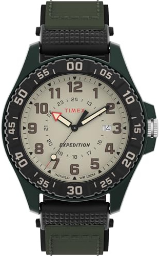Timex Men's Expedition Acadia 42mm Watch - Green Strap Natural Dial Green Case