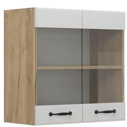 Vicco Küchenglashängeschrank R-Line, Glashängeschrank, Weiß Landhaus, 60 cm