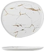 Plates Nordic Creative Golden Ceramic Western Mattallrik Enkel Specialformad Pizzatallrik Soppatallrik Tallrik/Mattallrik