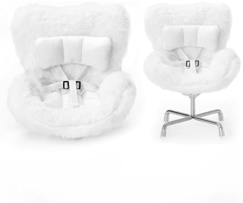 Car Seat for 17cm Dolls with Soft Furry Cushion, Air Vent Clip and Desktop Stand, Cute and Functional Car Ornament for Blind Box Doll Fans and Doll Collectors (White)