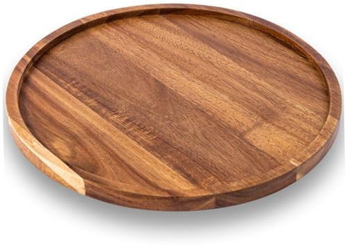 Tabla para Servir Bandeja Redonda De Madera De 35 Cm Rústica para Charcutería Bandeja Fácil De Limpiar para Queso Aperitivos Galletas Postres Y Aperitivos.