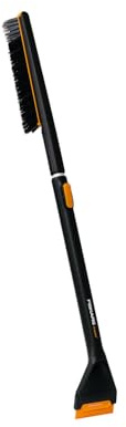 Fiskars X-serien teleskopisk snöborste och isskrapa, 2 borstzoner, skrapa med hård och mjuk kant, 85–113 cm, biltillbehör med utbytbara delar, 1078493