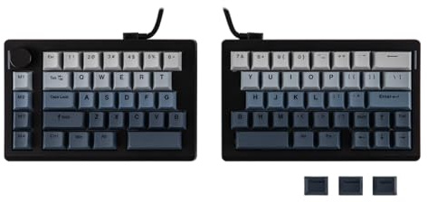 EPOMAKER Split70 Tastiera Ergonomica Wireless con QMK/VIA e Manopola, Tastiera Meccanica con RGB, Hot-Swap, Creamy Linear Switch, PBT Keycap, Mac Modifier, Gasket, 70% Split US Layout (Nero)