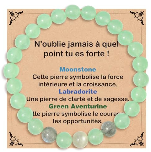 Merclix Idee Cadeau Femme Bracelet Pierre Naturelle Pierre De Lune Labradorite Aventurine Cadeau Collegue De Travail Femme Cadeaux Soeur Meilleure Amie Infirmiere Anniversaire Noel Retraite