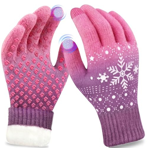 Origem Winter Thermal Gloves for Men and Women, Soft Knit Fleece Lined Touch Screen Anti-Slip Warm, for Cold Weather Driving Running Cycling Outdoor Commute