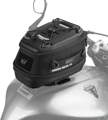 Rhinowalk Borsa da serbatoio magnetica per moto, 5 – 6,5 l, capacità espandibile, per moto, con protezione antipioggia