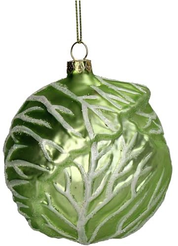 HD Collection Christbaumschmuck Glas 8,9cm - Kohlkopf Aufhängen - Weihnachtsbaum Anhänger für Weihnachten - Christbaumanhänger & Weihnachtsbaumschmuck - Grün