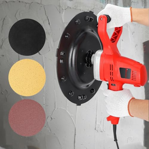 Manuell 1280 W elektrisk gipslipmaskin, cement- och betongpolerare med 6 justerbara hastigheter 40–300 RPM, väggjämningsmaskin för bygg- och hemrenoveringsarbete