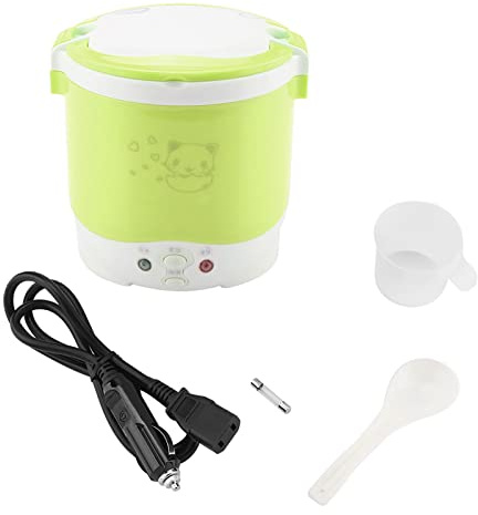 Yinhing Cuociriso Elettrico Portatile Multifunzionale 24V 140W 1L e Cibo per Camion, e Campeggio Soluzione di Cottura Efficiente per Pasti Deliziosi Sul (GREEN)