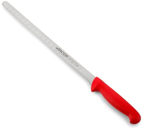 Arcos Coltello per Salmone e Pesce in Acciaio Inossidabile con Lama da 300 mm – Manico Ergonomico in Polipropilene, Serie 2900 – Colore Rosso