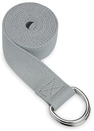 Gaiam Yoga Strap (6ft) Stretch Band with Adjustable Metal D-Ring Buckle Loop | Exercise & Fitness Stretching for Yoga, Pilates, Physical Therapy, Dance, Gym Workouts (Granite Storm)