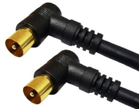 electrosmart Black Male Coax Plug to Male Coax Plug TV Aerial Cable with 90 Degree Right Angled Gold Plated Connectors – Length: 1m / 100cm