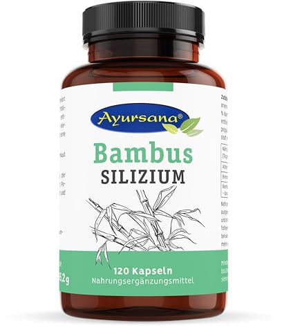 Bambus Silizium Kapseln (120 Stück) Stärkungsmittel für Haut, Haare, Nägel 105mg Kieselsäure je Tagesdosis (2 Kapseln) gewonnen aus Bambus & Brennnessel