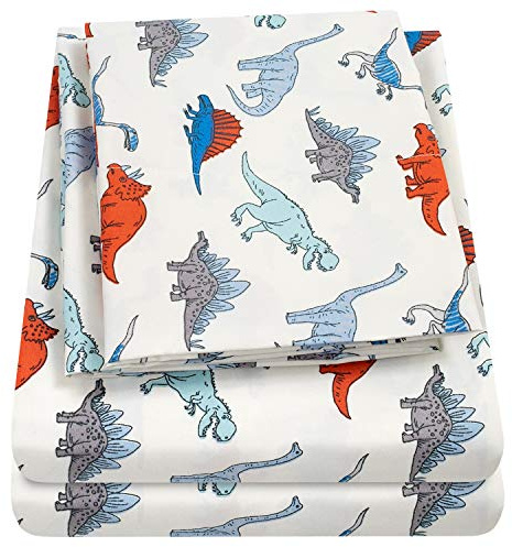 1500 Supreme Kids Bed Sheet Collection - Fun Colorful and Comfortable Boys and Girls Toddler Sheet Sets - Deep Pocket Wrinkle Free Soft and Cozy Bedding - Twin, Dinosaurs