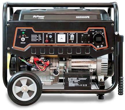 ITCPower Generador Gasolina 7500W con Autonomía 18h - Generador Eléctrico Profesional con Arranque Eléctrico - Estabilidad de Voltaje con Sistema AVR - Generador Silencioso con Kit de Ruedas