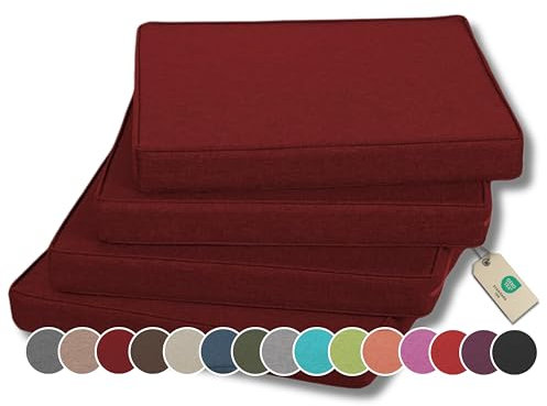 Gutekissen® Stuhlkissen Polsterauflage Auflage für Stühle/Bänke für Haus und Garten Sitzauflage Gartenkissen Sitzkissen viele Farben FK5 (50x50, Bordeauxrot, 4)