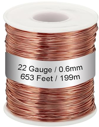 PATIKIL 99.9% Soft Copper Wire, 22 Gauge/0.6mm Diameter 653 Feet/199m 1.1 Pound Spool Pure Copper Wire for Jewelry Making Beading Garden Plants