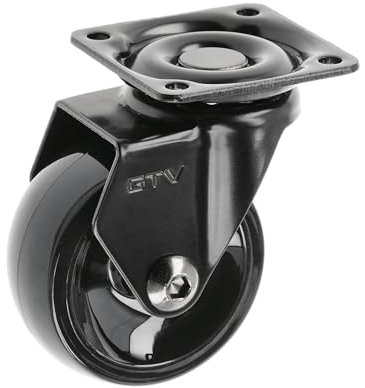 GTV - Ruedas para muebles CALIBRO | Ruedas giratorias | Ruedas para muebles | sin freno | Diámetro 50 mm | De plástico y acero | Negro