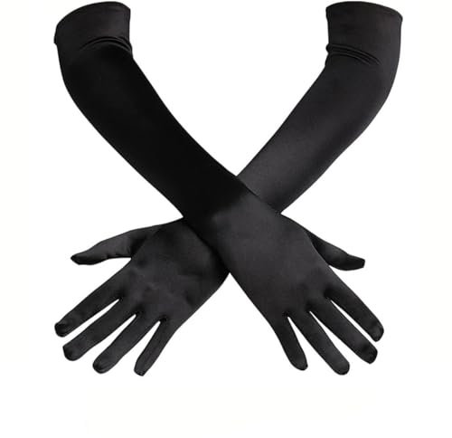 AOEVUIR 1 Paar Handschuhe Lang Handschuhe Elegant Damen Satin Classic Abendhandschuhe 1920er Handschuhe für Classic Opera Party HalloweenKarneval Kostüm