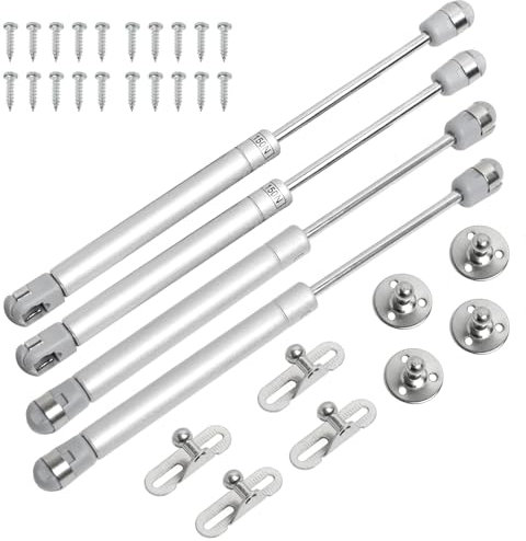 4PCS Pistones a Gas para Muebles 150N, Amortiguadores Hidráulicos de Acero, Resorte de Gas para Armarios de Cocina, Cierre Suave y Seguro, Resorte de Gas Bisagras de Cierre Suave