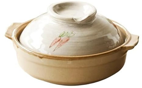 Tegame Terracotta Pentola for zuppa Pentola di coccio Casseruola Pentola in ceramica Pentola for zuppa Casseruola resistente alle alte temperature Pentola In Ghisa Con Coperchio(B-Random color)