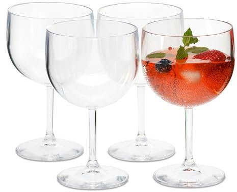 Vieira Home Copas Gin Tonic vasos plastico duro reutilizable irrompibles modernos cocktail | Juego de 4 vasos sin bpa 0,6L |Hecho en U.E.