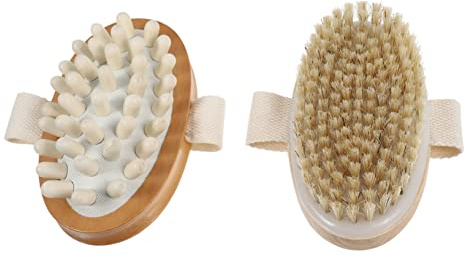 Happyyami 2piezas Masajeador De Cepillo Corporal De Madera Cepillo Para Seca Exfoliante Para Masaje Corporal Baño o Spa