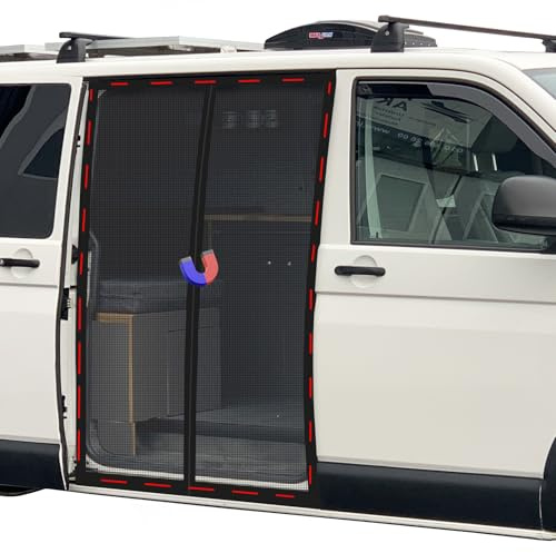 Neegool Mosquitera magnética para puerta corredera VW T5 T6, mosquitera para coche con protección contra insectos y protección solar, red de sombra de camping para puerta lateral